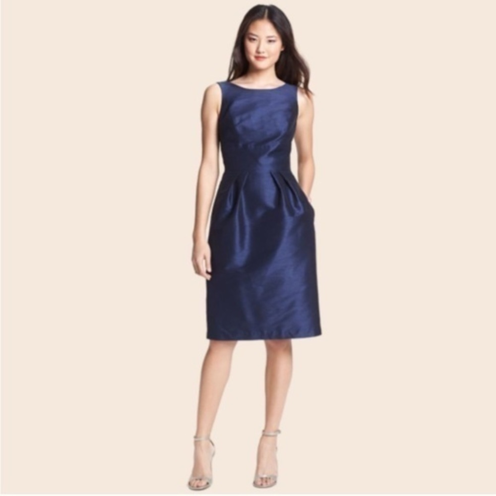 Alfred Sung Women’s Navy High Neck Cocktail Dress with Bow